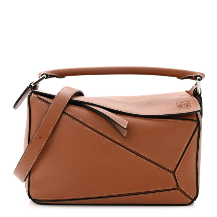 Loewe Tan Calfskin Leather Small Puzzle Bag Front replica handbags